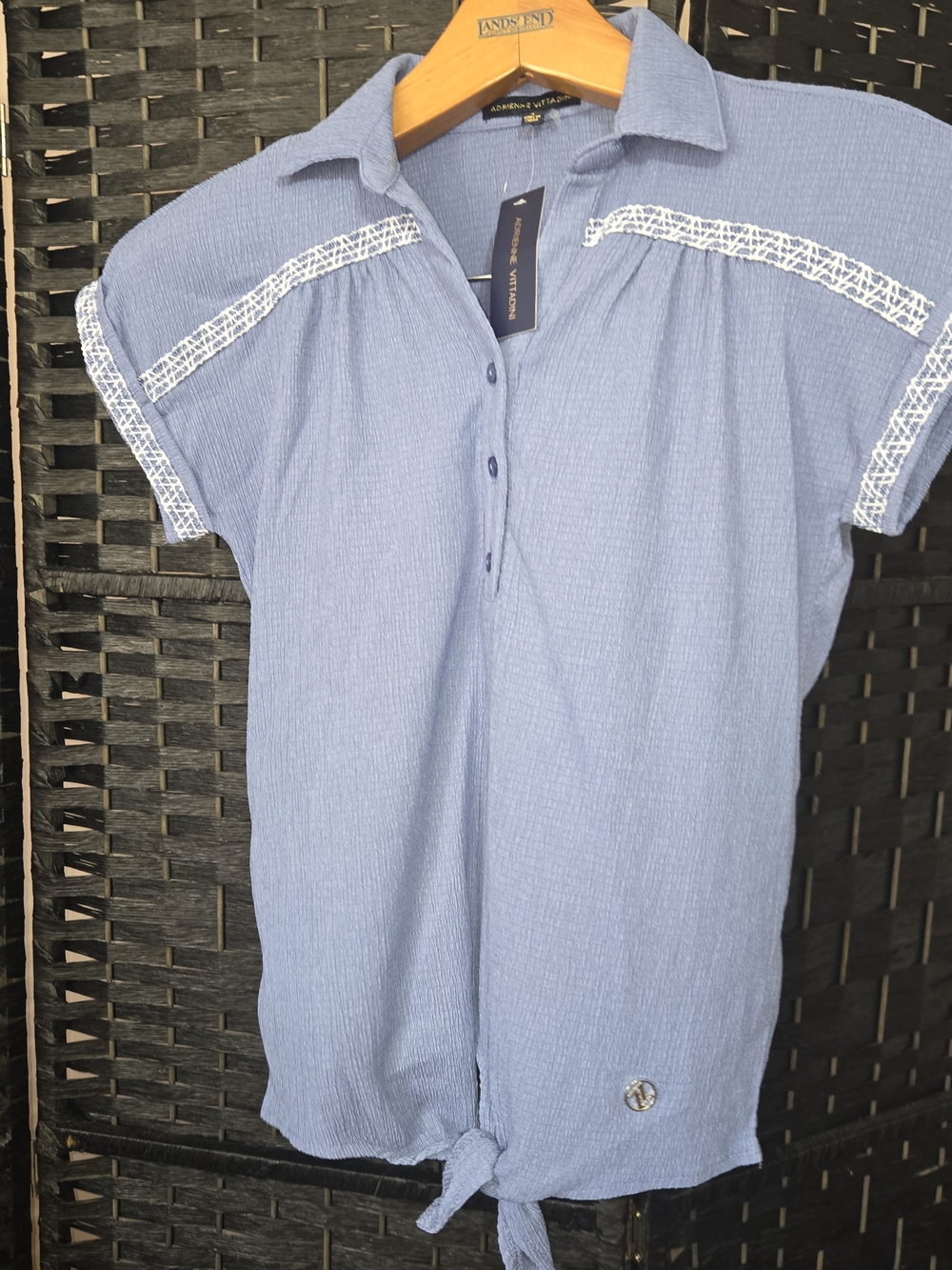 Adrienne Vittadini Light Blue Short-Sleeve  Small Shirt NWT